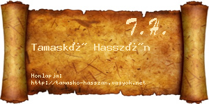 Tamaskó Hasszán névjegykártya